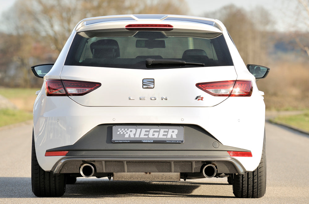 Seat Leon FR (5F) Rieger Heckeinsatz  für Sportendrohr li. u. re., (100mm ø), ABS, Carbon-Look, 
inkl. Montagezubehör, Gutachten