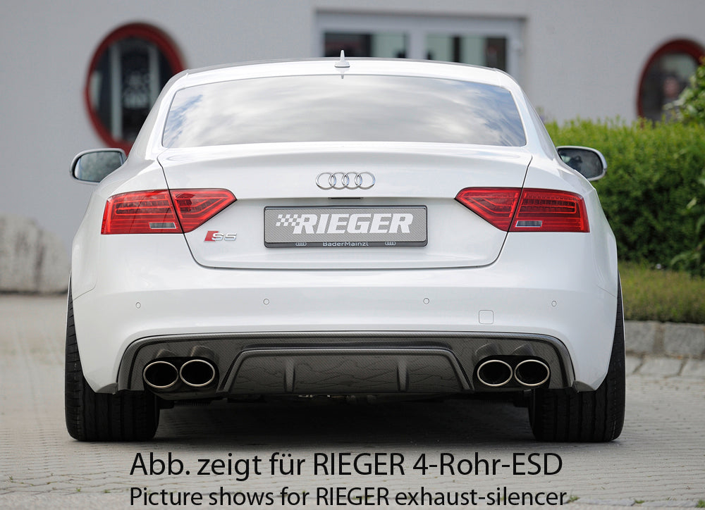 Audi A5 (B8/B81) Rieger Heckeinsatz  für orig. Endrohr li. u. re., ABS, Carbon-Look, für Fzg. mit S-Line Exterieur, 
inkl. Montagezubehör, Gutachten