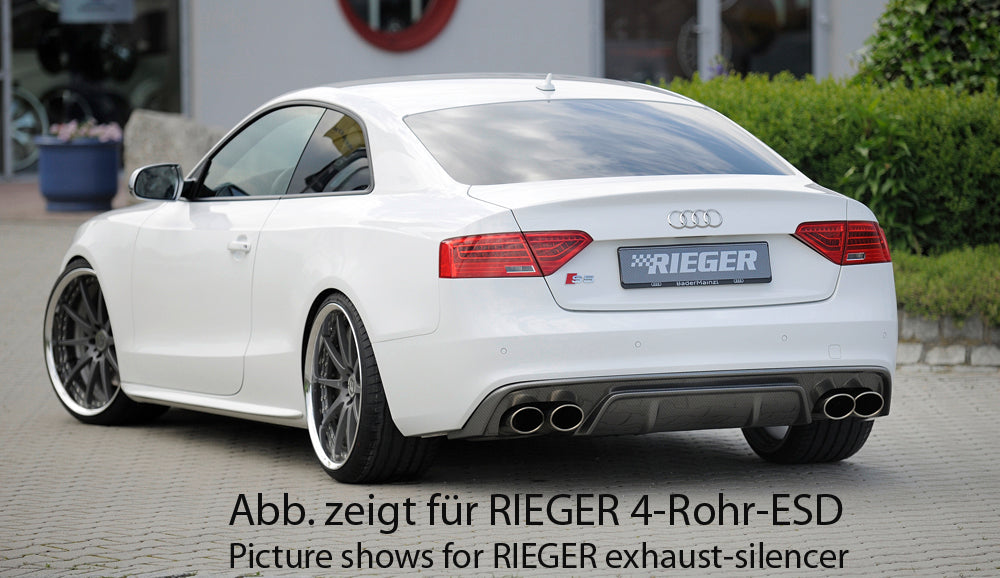 Audi A5 (B8/B81) Rieger Heckeinsatz  für orig. Doppelendrohr li, ABS, Carbon-Look, für Fzg. mit S-Line Exterieur, 
inkl. Montagezubehör, Gutachten