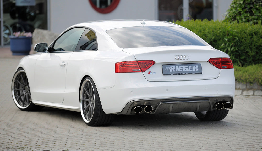 Audi A5 (B8/B81) Rieger Heckeinsatz  für Doppelendrohr li. u. re., (115x85mm oval), ABS, Carbon-Look, für Fzg. mit S-Line Exterieur, 
inkl. Montagezubehör, Gutachten