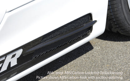 Mercedes CLK (W209) Rieger Seitenschweller  links, mit Schacht und 2 Ausschnitten, Carbon-Look, ABS, 
inkl. Alugitter, Montagezubehör, Gutachten