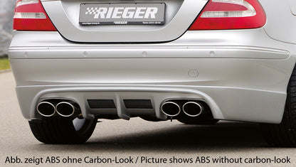 Mercedes CLK (W209) Rieger Heckschürzenansatz  mit 2 Aussparungen mittig, ABS, Carbon-Look, 
inkl. Montagezubehör, Alugitter, Gutachten
