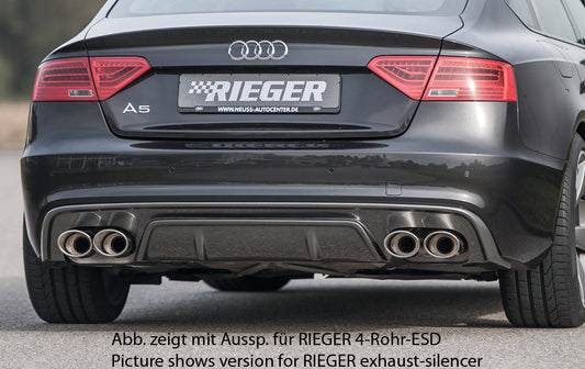 Audi A5 (B8/B81) Rieger Heckeinsatz  für orig. Endrohr li. u. re., ABS, Carbon-Look, für Fzg. mit S-Line Exterieur, 
inkl. Montagezubehör, Gutachten