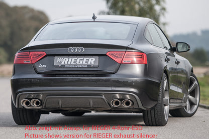 Audi A5 (B8/B81) Rieger Heckeinsatz  für orig. Doppelendrohr li, ABS, Carbon-Look, für Fzg. mit S-Line Exterieur, 
inkl. Montagezubehör, Gutachten