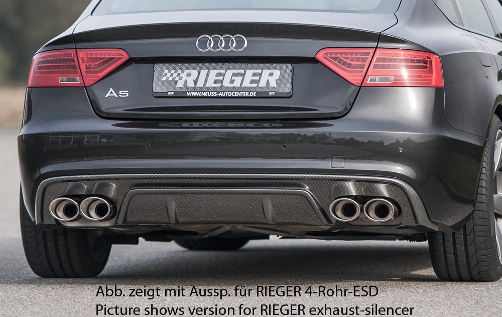 Audi A5 S5 (B8/B81) Rieger Heckeinsatz  für orig. Doppelendrohr li u. re, ABS, Carbon-Look, für Fzg. mit S-Line Exterieur, 
inkl. Montagezubehör, Gutachten