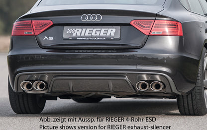 Audi A5 S5 (B8/B81) Rieger Heckeinsatz  für orig. Doppelendrohr li u. re, ABS, Carbon-Look, für Fzg. mit S-Line Exterieur, 
inkl. Montagezubehör, Gutachten