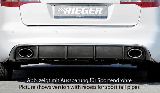 Audi A6 (4F) Rieger Heckeinsatz  für orig. Endrohr li. u. re., ABS, Carbon-Look, für Fzg. ohne S-Line Exterieur, 
inkl. Montagezubehör, Gutachten