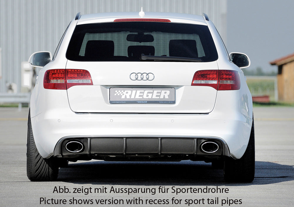 Audi A6 (4F) Rieger Heckeinsatz  für orig. Endrohr li. u. re., ABS, Carbon-Look, für Fzg. ohne S-Line Exterieur, 
inkl. Montagezubehör, Gutachten