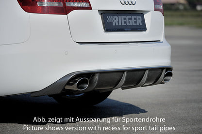 Audi A6 (4F) Rieger Heckeinsatz  für orig. Endrohr li. u. re., ABS, Carbon-Look, für Fzg. ohne S-Line Exterieur, 
inkl. Montagezubehör, Gutachten