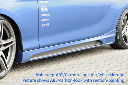 BMW 1er F20  (1K4) Rieger Seitenschweller    links, mit Schacht, mit Ausschnitt, ABS, Carbon-Look, 
inkl. Montagezubehör, Alugitter, Gutachten