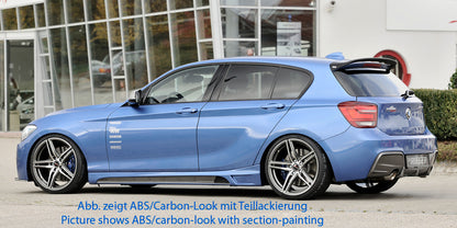 BMW 1er F20  (1K4) Rieger Seitenschweller    rechts, mit Schacht, mit Ausschnitt, ABS, Carbon-Look, 
inkl. Montagezubehör, Alugitter, Gutachten