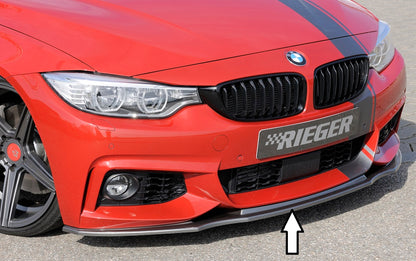 BMW 4er F32  (3C) Rieger Spoilerschwert für orig. M-Paket-Frontschürze gerade Version, für orig. Frontschürze, ABS, Carbon-Look, für Fzg. mit M-Technik, 
inkl. ABE, Montagezubehör