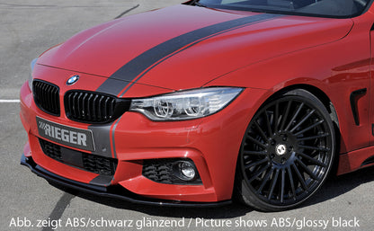 BMW 4er F32  (3C) Rieger Spoilerschwert für orig. M-Paket-Frontschürze gerade Version, für orig. Frontschürze, ABS, Carbon-Look, für Fzg. mit M-Technik, 
inkl. ABE, Montagezubehör