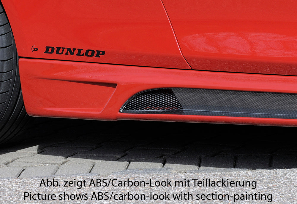 BMW 4er F32  (3C) Rieger Seitenschweller    links, mit Schacht, mit Ausschnitt, ABS, Carbon-Look, 
inkl. Montagezubehör, Alugitter, Gutachten