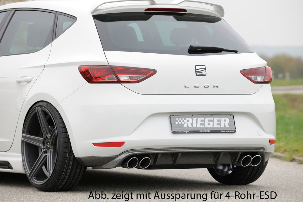 Seat Leon (5F) Rieger Heckschürzenansatz  für Doppelendrohr li., ABS, Carbon-Look, 
inkl. Montagezubehör, Gutachten