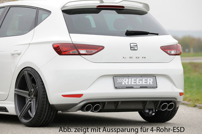 Seat Leon (5F) Rieger Heckschürzenansatz  für Doppelendrohr li., ABS, Carbon-Look, 
inkl. Montagezubehör, Gutachten