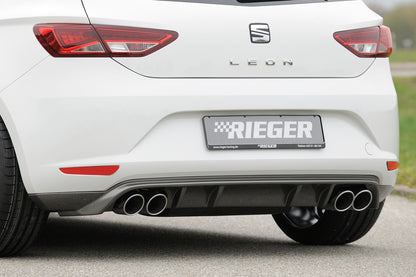 Seat Leon (5F) Rieger Heckschürzenansatz  für Doppelendrohr li. u. re., ABS, Carbon-Look, 
inkl. Montagezubehör, Gutachten