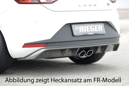 Seat Leon (5F) Rieger Heckschürzenansatz  für Doppelendrohr mittig, ABS, Carbon-Look, 
inkl. Montagezubehör, Gutachten