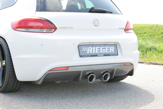 VW Scirocco 3 (13) Rieger Heckeinsatz für R-Line Heckschürze  für Doppelendrohr mittig, (2x100mm ø), ABS, Carbon-Look, für Fzg. mit R-Line Exterieur, 
inkl. Gutachten, Montagezubehör