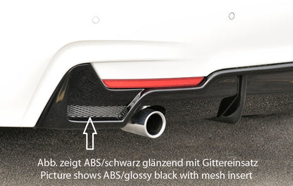 BMW 4er F32  (3C) Rieger Heckeinsatz nur für M-Paket-Heckschürze für orig. Endrohr li., ABS, Carbon-Look, für Fzg. mit M-Technik, 
inkl. Montagezubehör, Gutachten