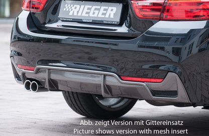 BMW 4er F32  (3C) Rieger Heckeinsatz nur für M-Paket-Heckschürze für orig. Doppelendrohr li, ABS, Carbon-Look, für Fzg. mit M-Technik, 
inkl. Montagezubehör, Gutachten