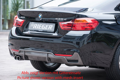 BMW 4er F32  (3C) Rieger Heckeinsatz nur für M-Paket-Heckschürze für orig. Doppelendrohr li, ABS, Carbon-Look, für Fzg. mit M-Technik, 
inkl. Montagezubehör, Gutachten