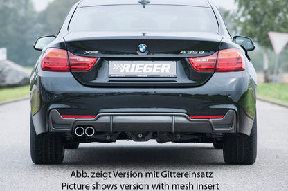 BMW 4er F32  (3C) Rieger Heckeinsatz nur für M-Paket-Heckschürze für orig. Doppelendrohr li, ABS, Carbon-Look, für Fzg. mit M-Technik, 
inkl. Montagezubehör, Gutachten
