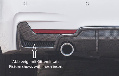 BMW 4er F32  (3C) Rieger Heckeinsatz (nur 435i) nur für M-Paket-Heckschürze für orig. Endrohr li. u. re. (435i-/440i-Look), ABS, Carbon-Look, für Fzg. mit M-Technik, 
inkl. Montagezubehör, Gutachten