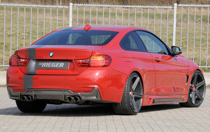 BMW 4er F32  (3C) Rieger Heckeinsatz nur für M-Paket-Heckschürze für Doppelendrohr li. u. re. (435i-/440i-Look), (4x80mm ø), ABS, Carbon-Look, für Fzg. mit M-Technik, 
inkl. Montagezubehör, Gutachten