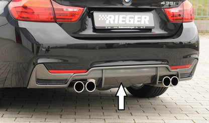 BMW 4er F32  (3C) Rieger Heckeinsatz nur für M-Paket-Heckschürze mit Gittereinsatz li./re., für Doppelendrohr li. u. re. (435i-/440i-Look), (4x80mm ø), ABS, Carbon-Look, für Fzg. mit M-Technik, 
inkl. Alugitter, Montagezubehör, Gutachten