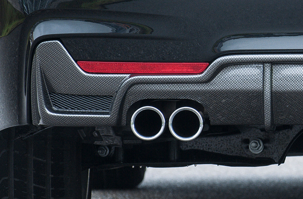 BMW 4er F32  (3C) Rieger Heckeinsatz nur für M-Paket-Heckschürze mit Gittereinsatz li./re., für Doppelendrohr li. u. re., (4x76mm ø), ABS, Carbon-Look, für Fzg. mit M-Technik, 
inkl. Alugitter, Montagezubehör, Gutachten