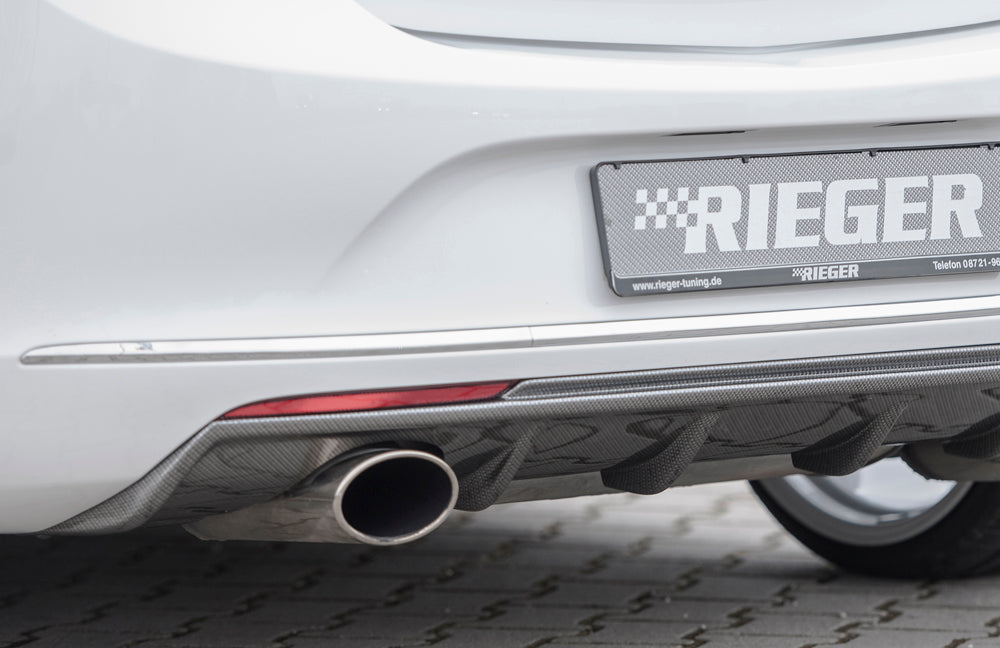 Opel Astra J Rieger Heckeinsatz  für Sportendrohr li. u. re., (140x90mm oval), ABS, Carbon-Look, 
inkl. Montagezubehör, Gutachten