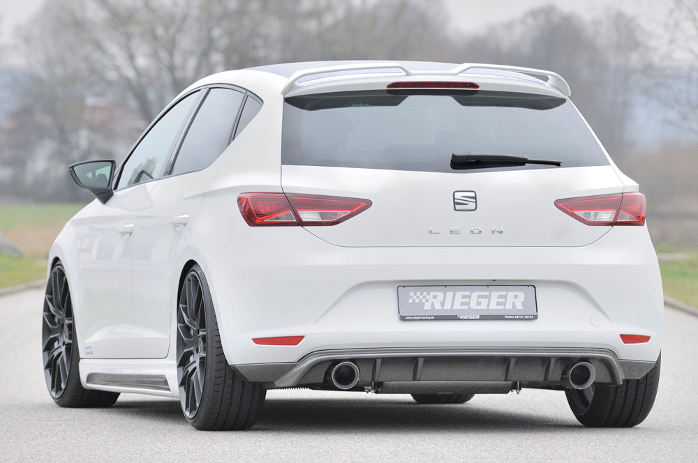 Seat Leon (5F) Rieger Heckschürzenansatz  für Sportendrohr li. u. re., (100mm ø), ABS, Carbon-Look, 
inkl. Montagezubehör, Gutachten