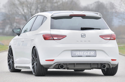 Seat Leon (5F) Rieger Heckschürzenansatz  für Sportendrohr li. u. re., (100mm ø), ABS, Carbon-Look, 
inkl. Montagezubehör, Gutachten