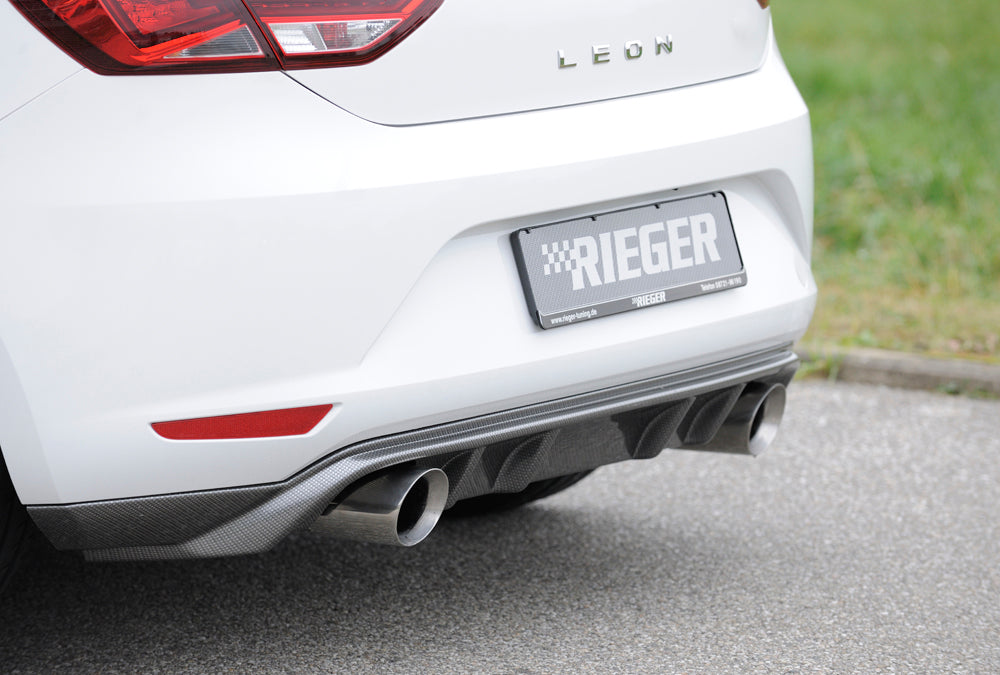 Seat Leon (5F) Rieger Heckschürzenansatz  für Sportendrohr li. u. re., (100mm ø), ABS, Carbon-Look, 
inkl. Montagezubehör, Gutachten
