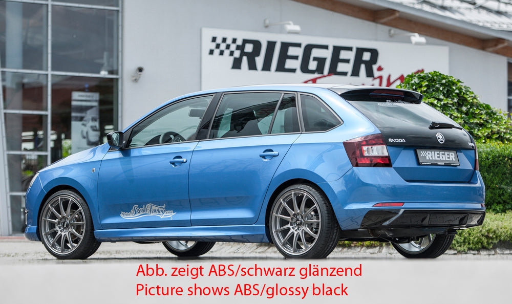 Skoda Rapid (NH) Rieger Heckeinsatz  für orig. Endschalldämpfer, ABS, Carbon-Look, 
inkl. Montagezubehör, Gutachten