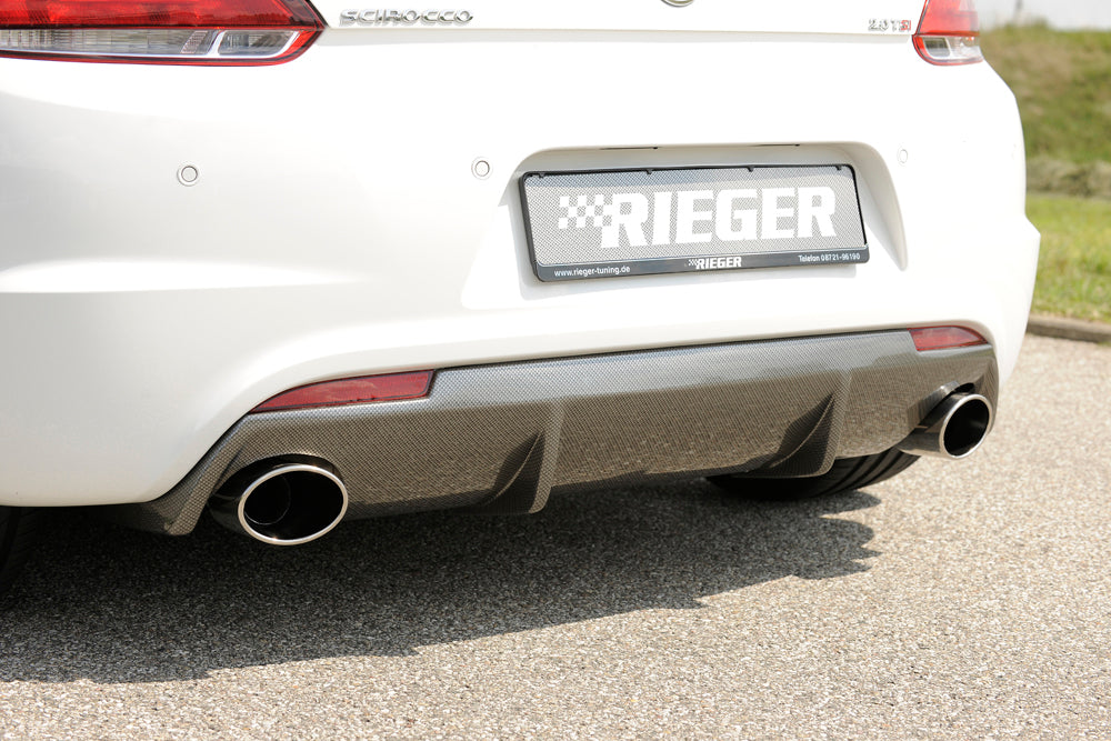 VW Scirocco R (13) Rieger Heckeinsatz für R-Line Heckschürze  für orig. Endrohr li. u. re., ABS, Carbon-Look, 
inkl. Montagezubehör, Gutachten