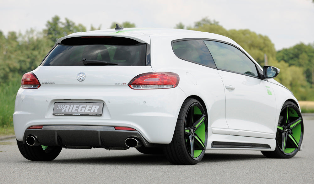 VW Scirocco R (13) Rieger Heckeinsatz für R-Line Heckschürze  für orig. Endrohr li. u. re., ABS, Carbon-Look, 
inkl. Montagezubehör, Gutachten