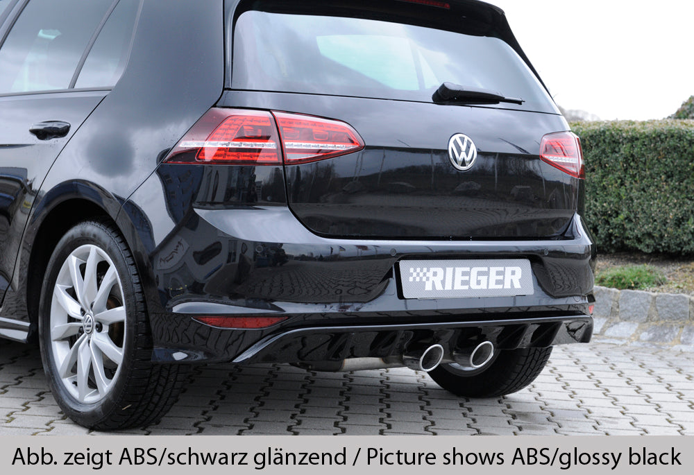 VW Golf 7 Rieger Heckeinsatz nur für R-Line Heckschürze für Doppelendrohr mittig, (2x90mm ø / VW R-Look), ABS, Carbon-Look, für Fzg. mit R-Line Exterieur, 
inkl. Montagezubehör, Gutachten