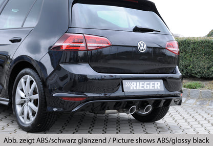 VW Golf 7 Rieger Heckeinsatz nur für R-Line Heckschürze für Doppelendrohr mittig, (2x90mm ø / VW R-Look), ABS, Carbon-Look, für Fzg. mit R-Line Exterieur, 
inkl. Montagezubehör, Gutachten