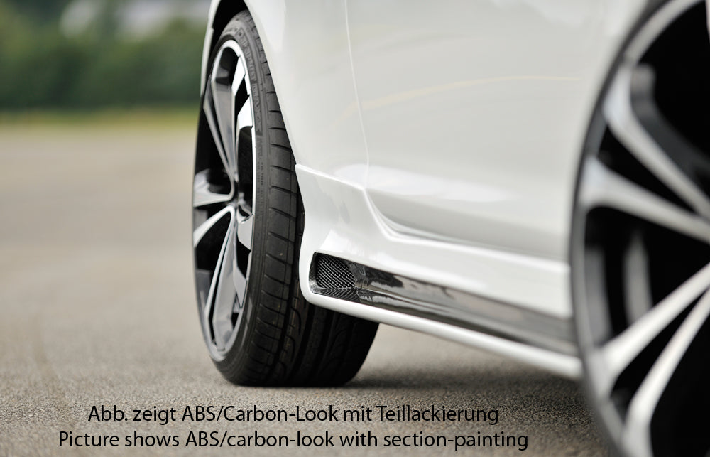 Opel Corsa D Rieger Seitenschweller  rechts, mit Schacht, mit Ausschnitt, ABS, Carbon-Look, 
inkl. Montagezubehör, Alugitter