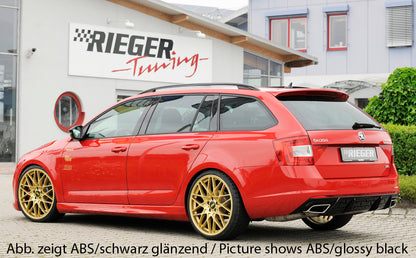 Skoda Octavia RS (5E) Rieger Heckeinsatz bei Bestellung bitte genaue Motorisierung angeben! für orig. Endrohrblende li. u. re., ABS, Carbon-Look, für Fzg. mit Anhängekupplung, 
inkl. Montagezubehör, Gutachten