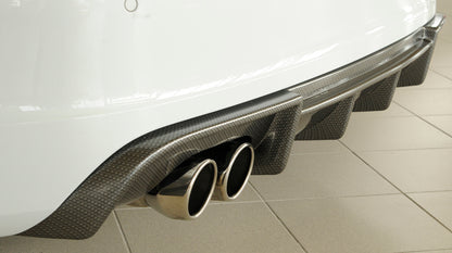 Audi A3 (8V) Rieger Heckeinsatz  für Doppelendrohr li., ABS, Carbon-Look, für Fzg. mit S-Line Exterieur, 
inkl. Montagezubehör, Gutachten