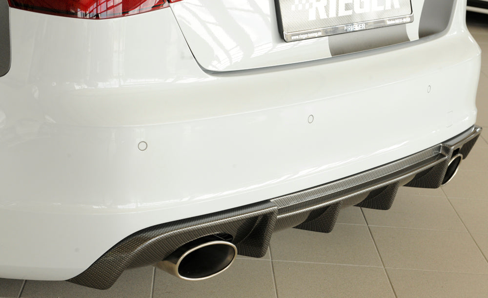 Audi A3 (8V) Rieger Heckeinsatz  für Sportendrohr li. u. re., (152x95mm oval), ABS, Carbon-Look, für Fzg. mit S-Line Exterieur, 
inkl. Montagezubehör, Gutachten