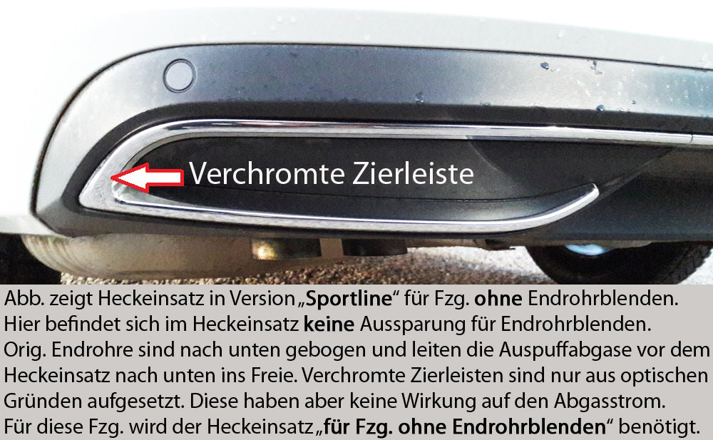 Skoda Superb III (3T/3V) Rieger Heckeinsatz nur 2.0 TSI (200/206kW) für orig. Endrohrblende li. u. re., ABS, Carbon-Look, für Fzg. mit Anhängekupplung, Einparkhilfe (PDC), 
inkl. Montagezubehör, Gutachten