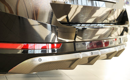 Skoda Superb III (3T/3V) Rieger Heckeinsatz ohne Aussparung für Endrohrblenden ABS, Carbon-Look, für Fzg. mit Einparkhilfe (PDC), 
inkl. Montagezubehör, Gutachten