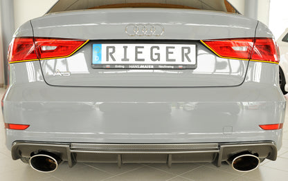 Audi A3 (8V) Rieger Heckeinsatz  für Sportendrohr li. u. re., (152x95mm oval), ABS, Carbon-Look, für Fzg. mit S-Line Exterieur, 
inkl. Montagezubehör, Gutachten
