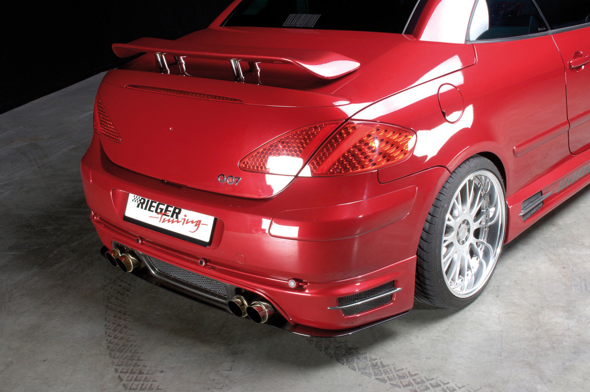 Peugeot 307 Rieger Heckansatz   --> nur für Cabrio und für 4-Rohr-Anlagen! ABS, Carbon-Look, 
inkl. Alugitter, Gutachten, Montagezubehör
