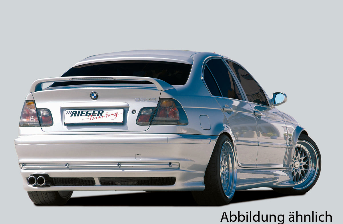 BMW 3er E46 Rieger Heckscheibenblende nur in Verbindung mit Heckflügel mit 3. Bremsl. ABS, Carbon-Look, 
inkl. Gutachten, Montagezubehör