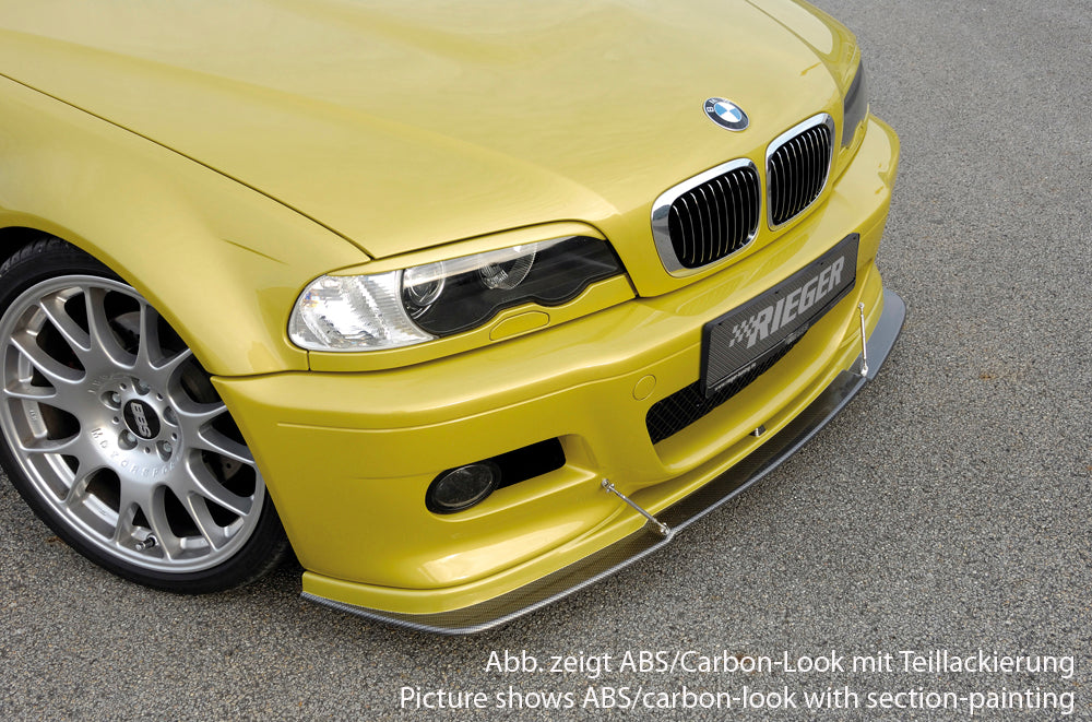 BMW 3er E46 M3 Rieger Spoilerlippe   (nicht CSL) flache Version, ABS, Carbon-Look, 
inkl. Montagezubehör, ABE